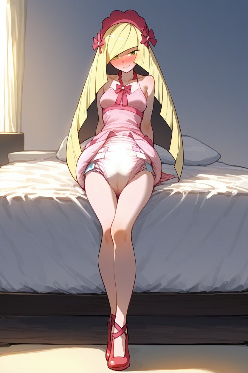 Extremely Saggy Soiled Adultdiaper, Lusamine From Pokemon, Wearing Giant Adultdiaper AI Porn