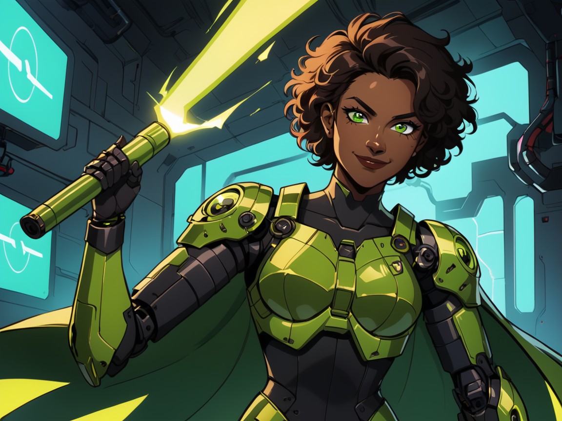 Green Plaid Half Cape, Wearing Green Plaid Superhero Clothes, Nsfw AI Porn