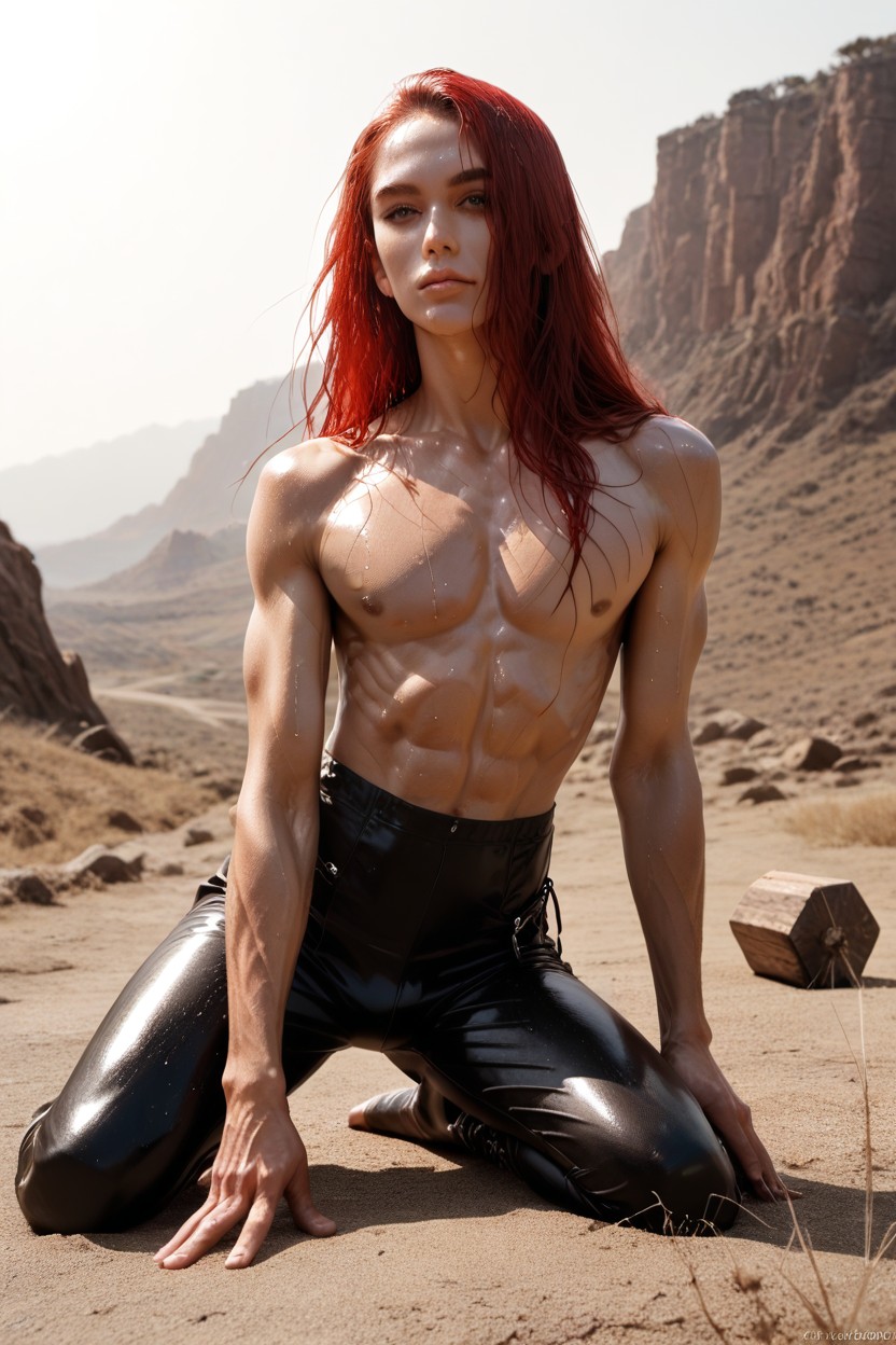 Nordic Male Warrior, Side View, 風になびく髪 ゲイAIポルノ