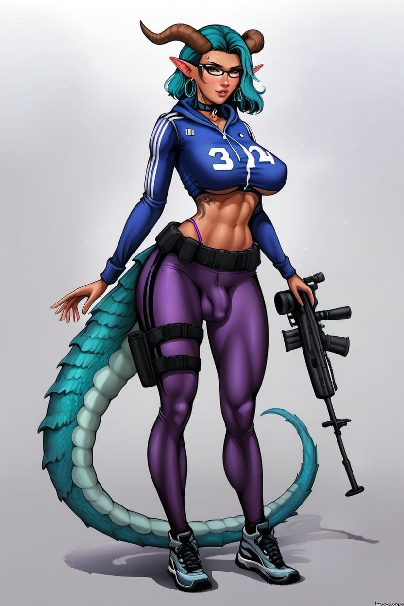 Solo, Thick Thighs, Side View Shemale AI Porn