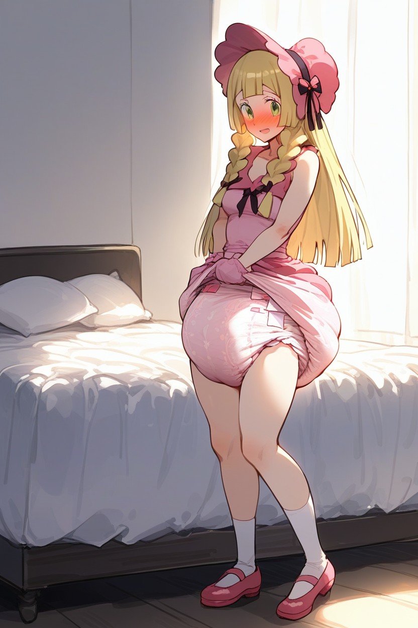 Adultdiaper Dress, Wearing Giant Adultdiaper, Blonde Haired AI Porn