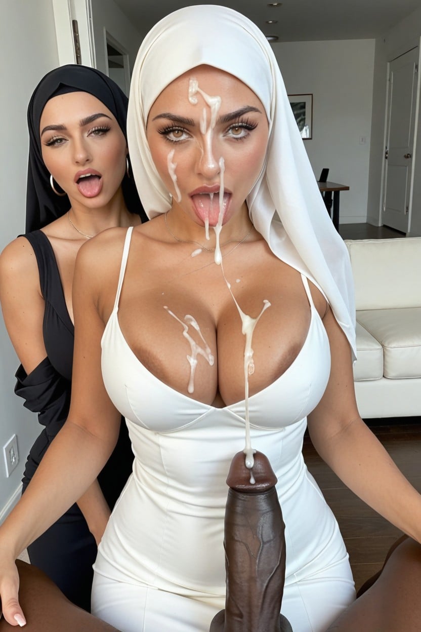 Super Huge Cum Dripping On Tits, Kneeling, Cumshot AI Porn