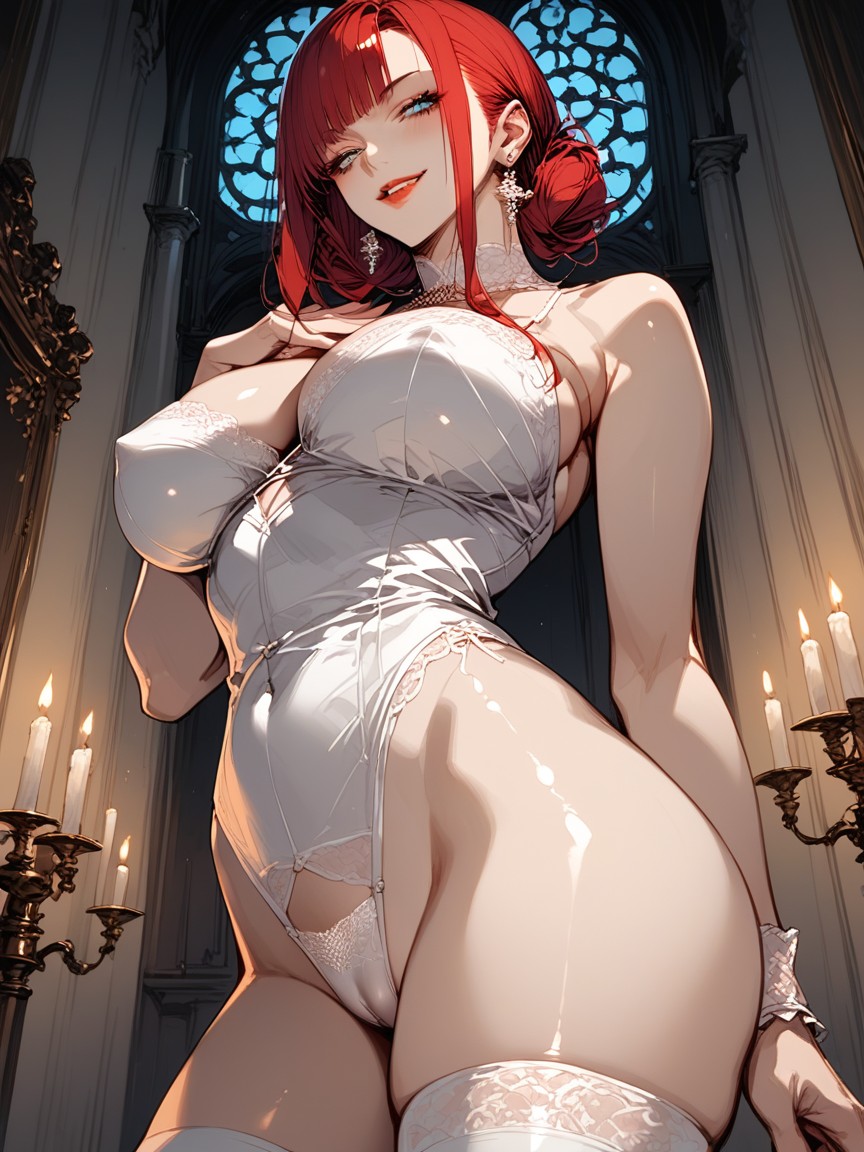 Red Hair, Glowing Eyes, Erect Nipples AI Porn