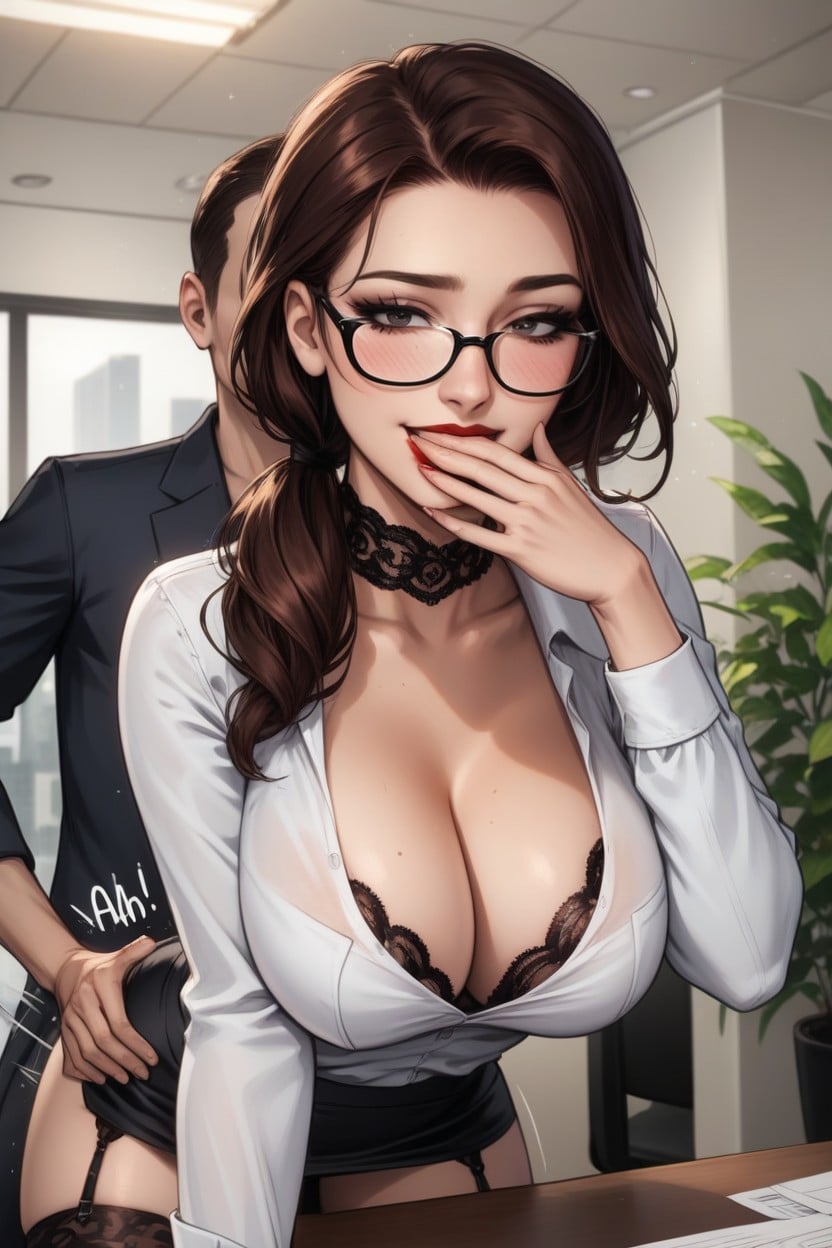 Extremelly Motion Lines, Tight White Shirt, Glasses AI Porn