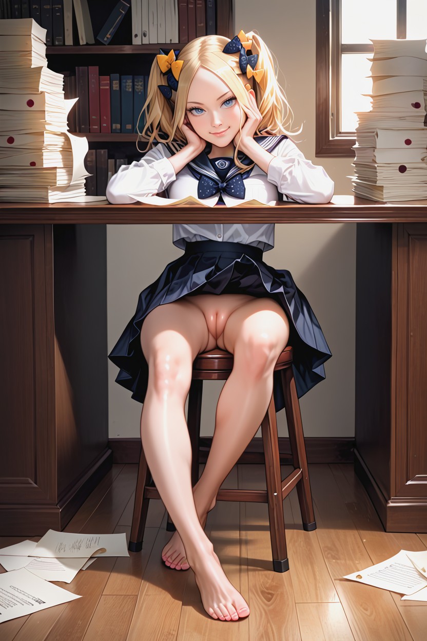 Hands On Her Cheeks, Papers On The Floor, Papers On The Floor Pornografia de IA