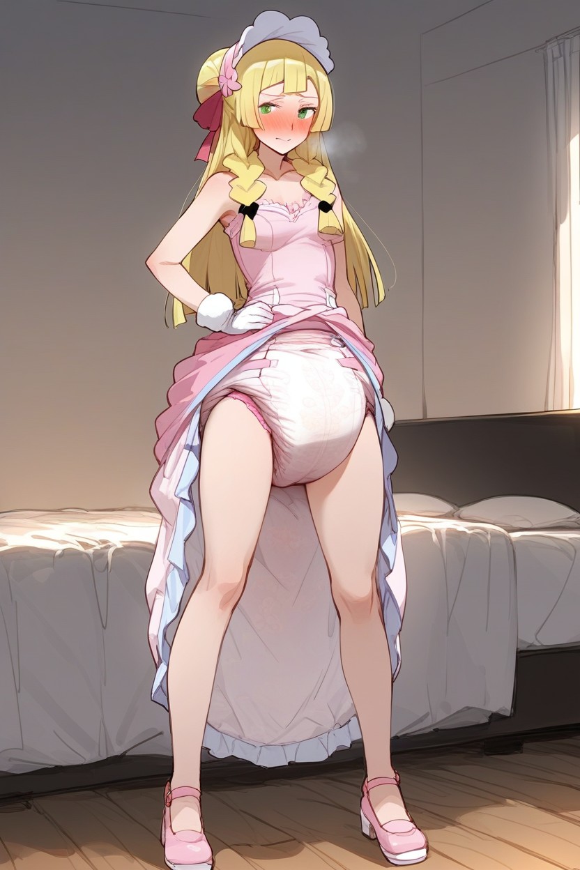 Female Pink Princess Top, 子供の体, Visible Adultdiaper AI Porn
