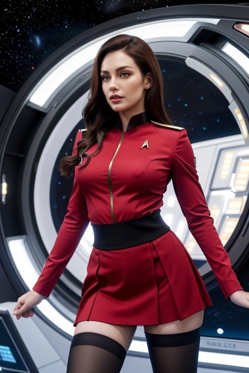 Starship Enterprise Bridge, Fair Skin, Beautiful Face AI Porn