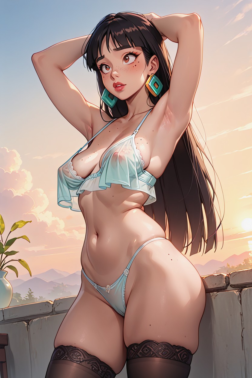 Low Hanging Breasts, Sunrise, Thigh Gap AI Porn