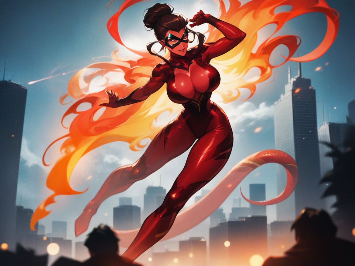 Fire Pillars In Distance, Cleavage, Ultra Detailed Hentai AI Porn