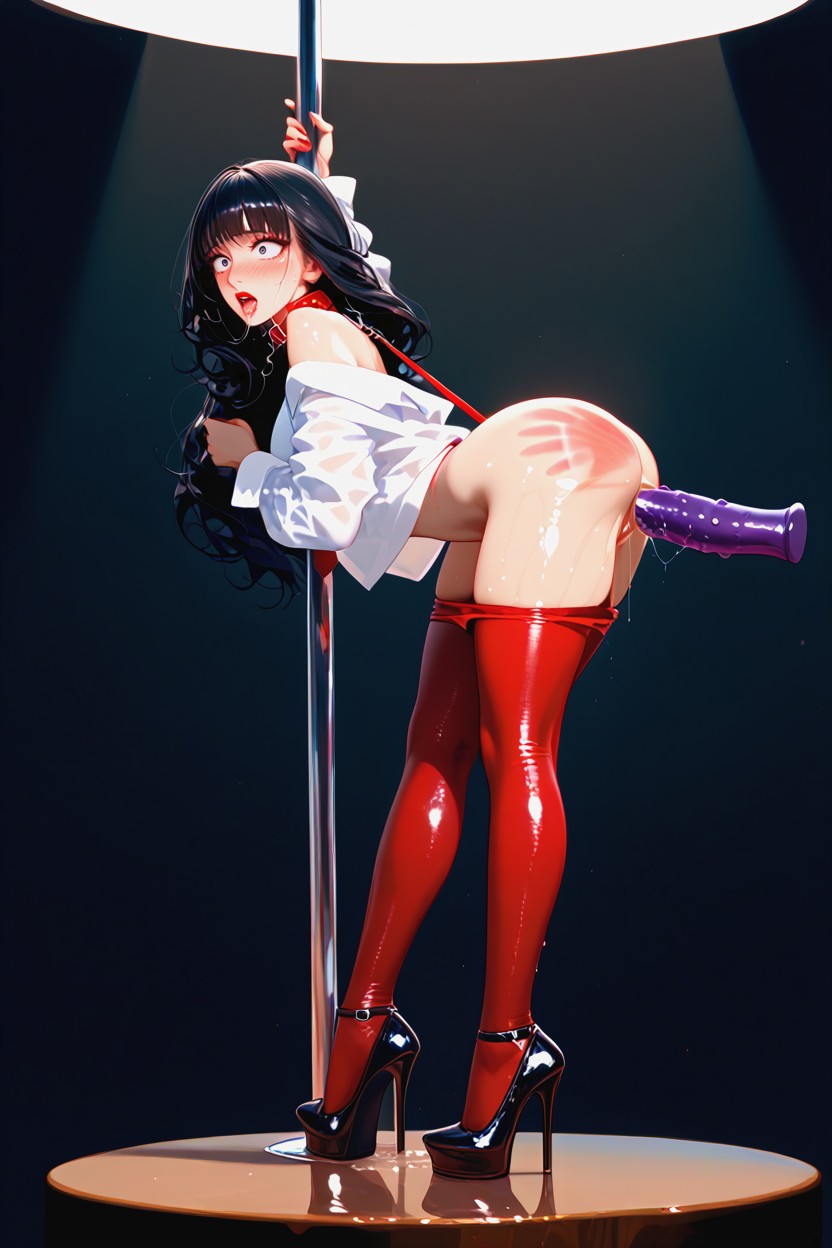 Black Hair, Oiled Skin, Hanging In The Air Hentai AI Porn