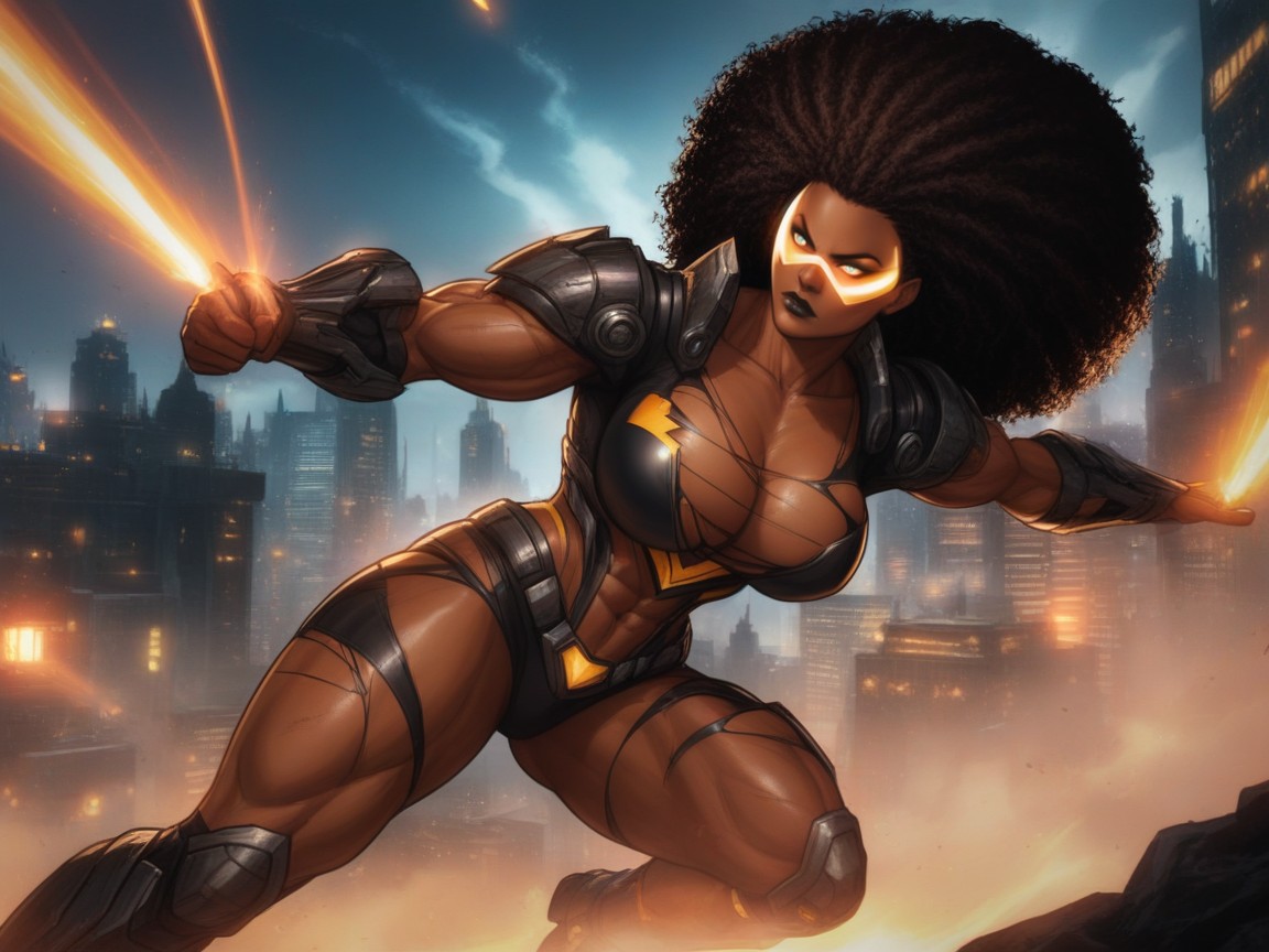 Vibrant Saturated Colors, Heavy Armored Gauntlets, High Contrast Colors Porno latina IA