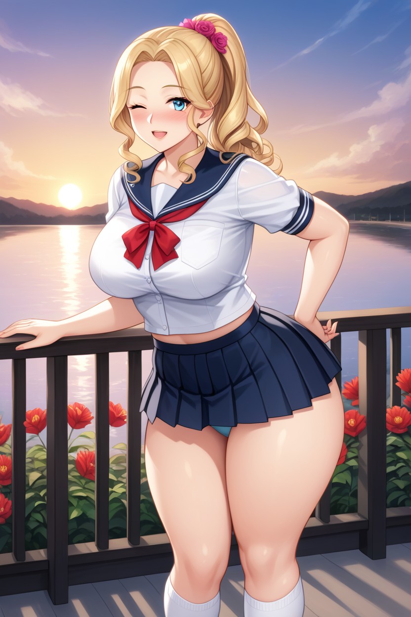 Porch, Sunset, Bbw Hentai AI Porn