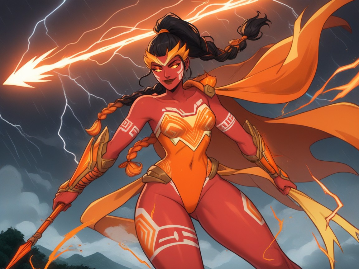 Thunderstorm, Rounded Hips, Crisp Lines And Edges Latina AI Porn