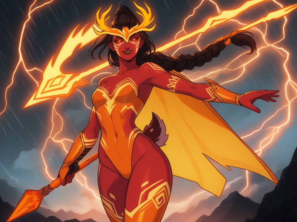 Thunderstorm, Neon Color Palette, Snatched Waist Latina AI Porn