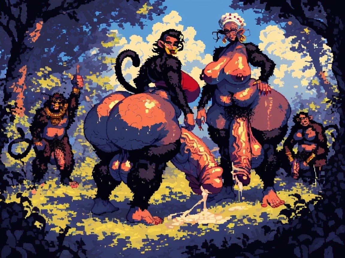 Monkey Ears, Gold Lipstick, Black Elderly Monkey Futa Ssbbw Furry AI Porn