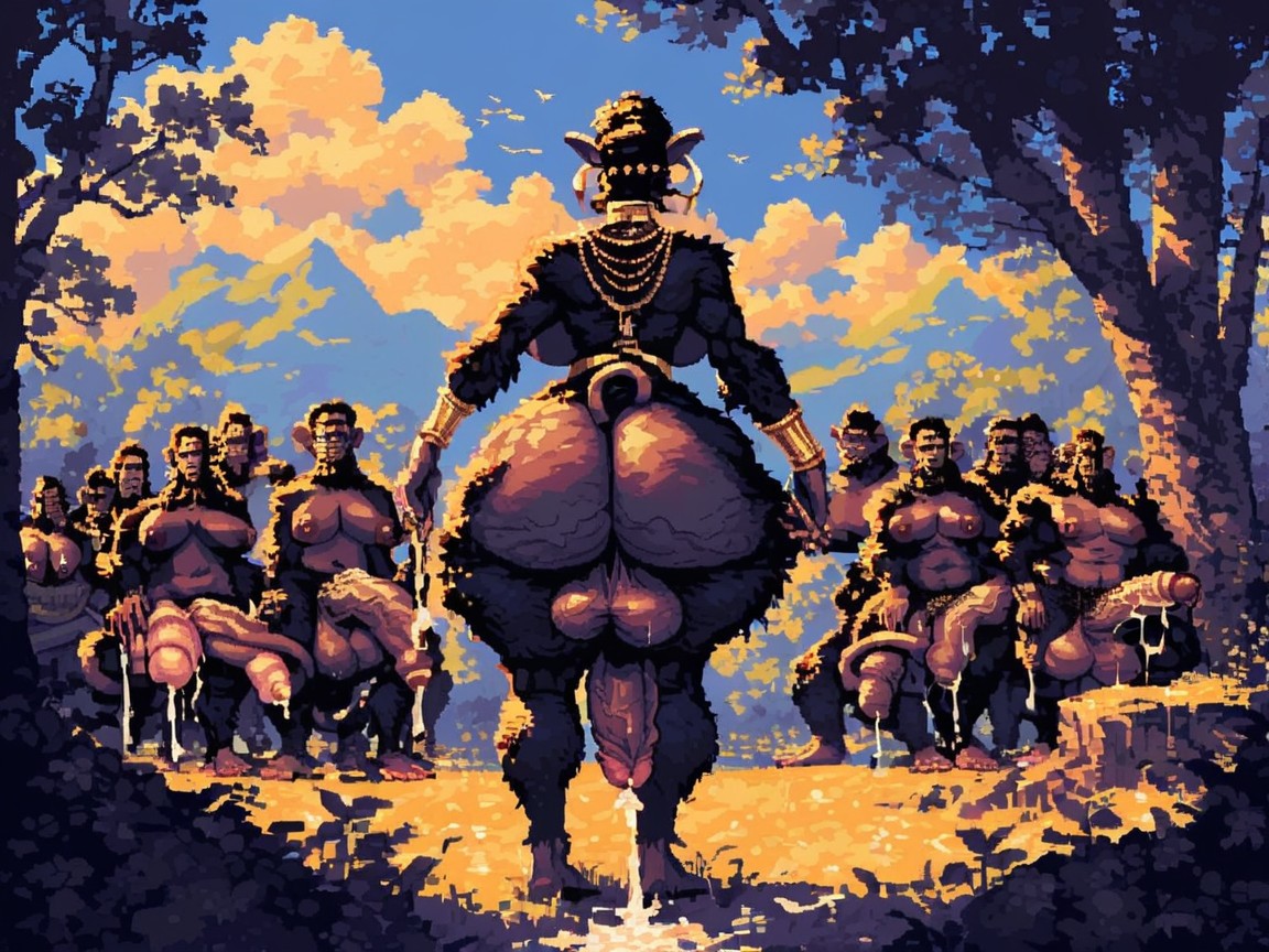 Hyper Cum, Elderly African Monkey Futa, Wrinkly Black Monkey Face Furry AI Porn