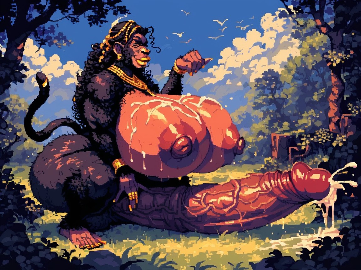 Hairy Pubic Hair, Ass Bigger Than Torso, Cellulite Monkey Ass Furry AI Porn