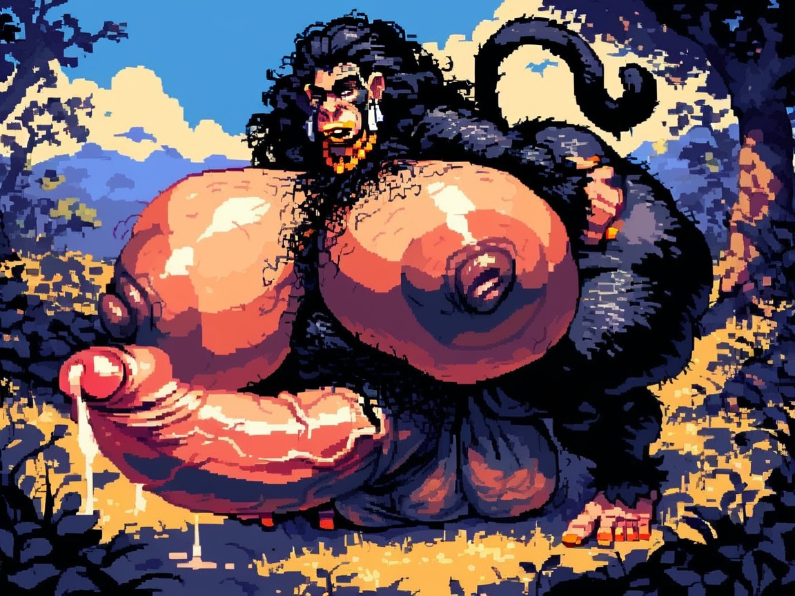 Elderly African Futa Monkey Cock, Cum On Monkey Body, Enormous Veiny Monkey Ass Furry AI Porn
