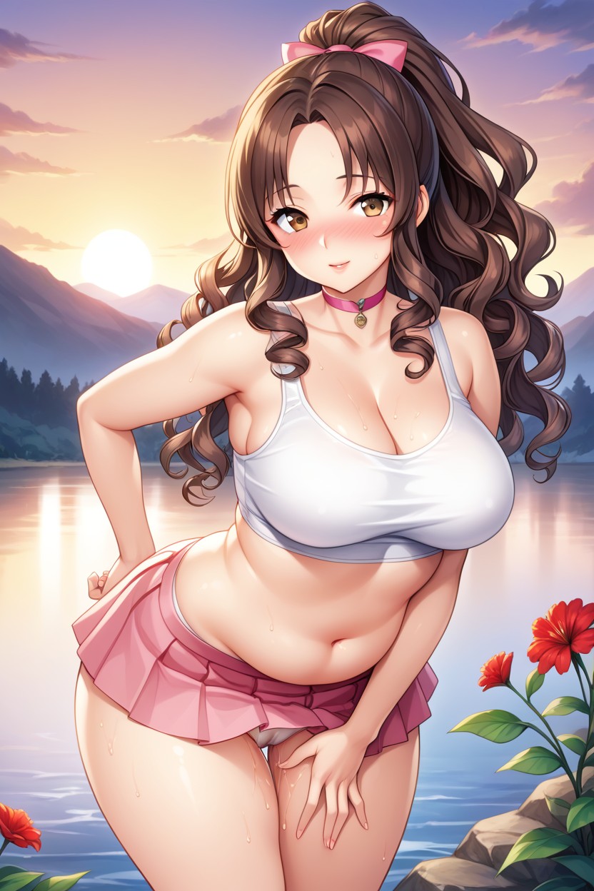 White Crop Top, Horny, Flower Field Hentai AI Porn
