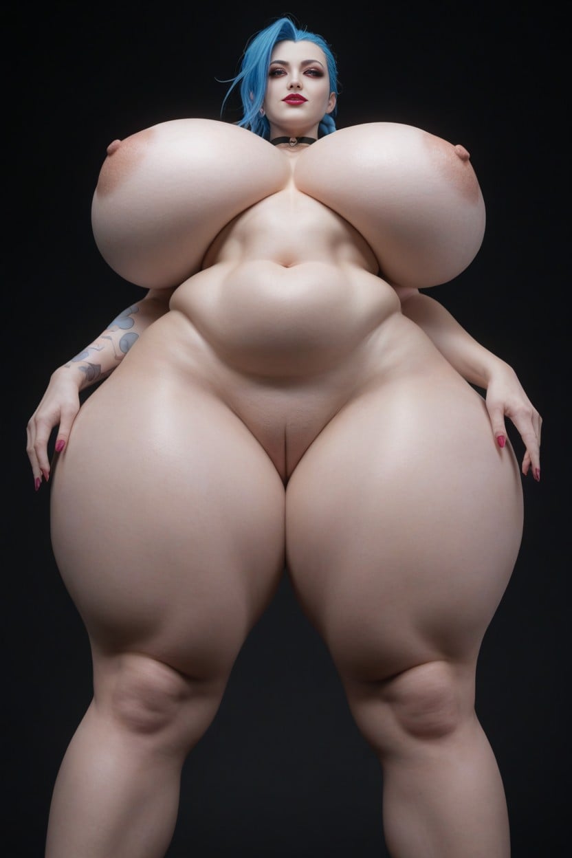 Hyper Colossal Thighs, Shaved, Gray Skin Porno IA