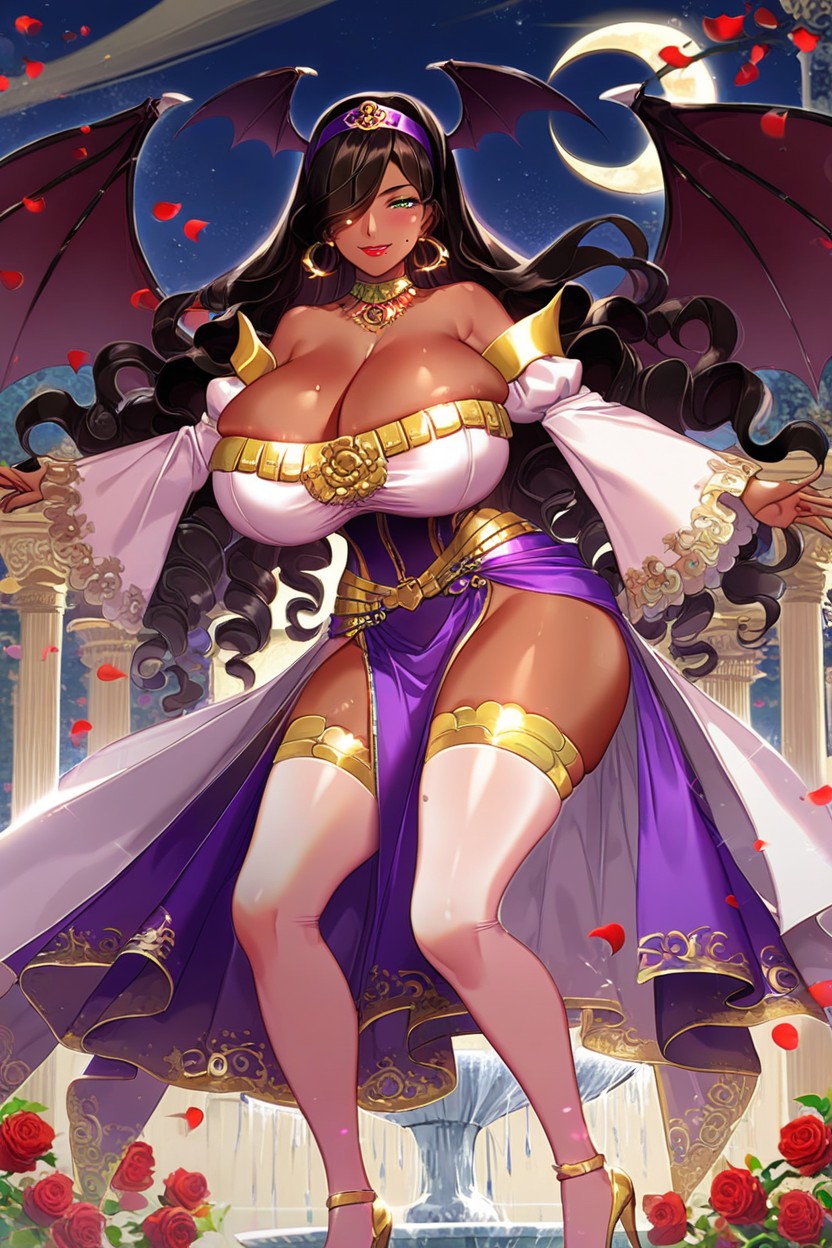 Huge Sexy Succubus Hip Wings, Night, Wavy Hair Porno latina IA