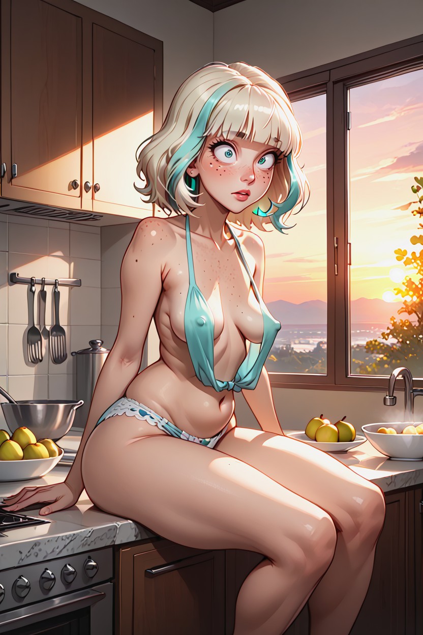 Dynamic Angle, Hyper Saggy Tits, Wide Eyes AI Porn