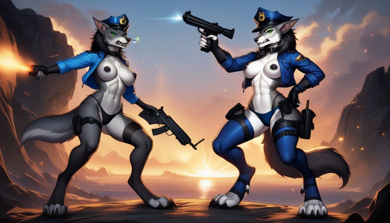 Muscular, Green Eyes, Camel Toe Furry AI Porn