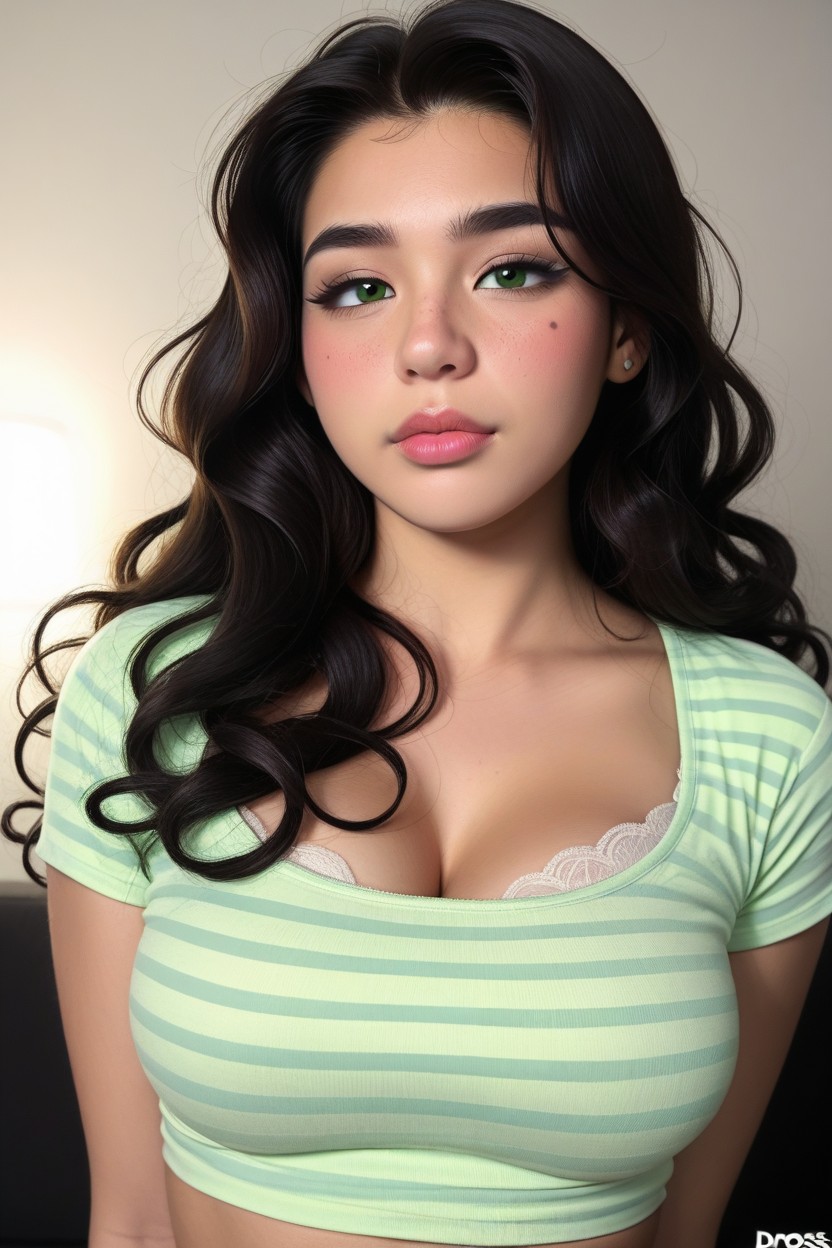 Bust Shot, Lip Filler, Striped Green Crop Top Porno IA