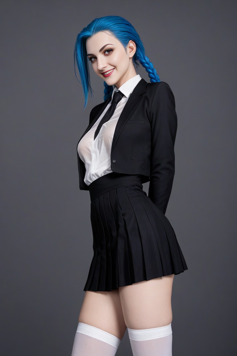 No Nudity, Arms Behind Back, Gray Skin AI Porn