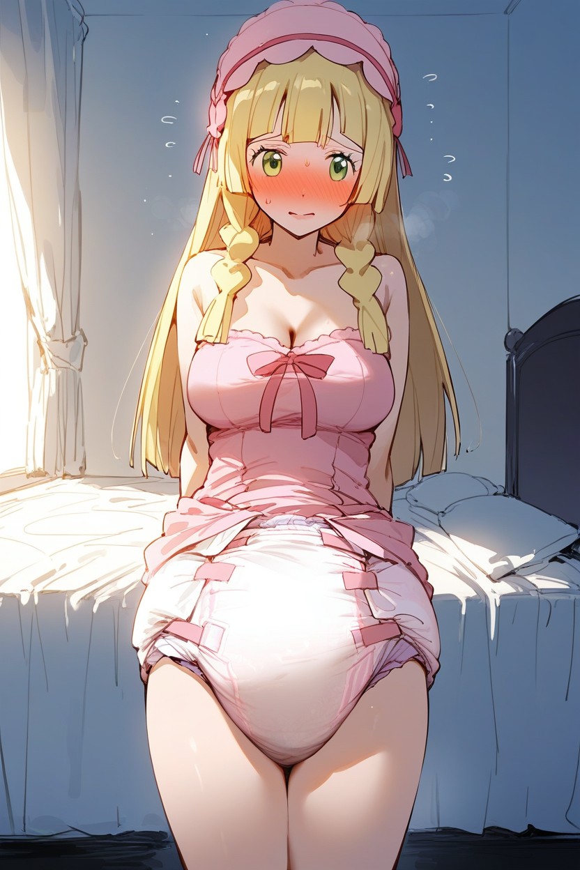Standing, Wearing Giant Adultdiaper, とても短い AI Porn