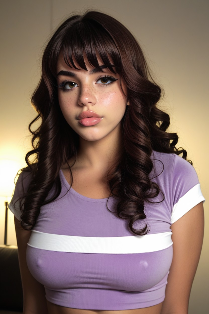 18+, Doe Eyes, Large Rounded Lean Tits AI Porn