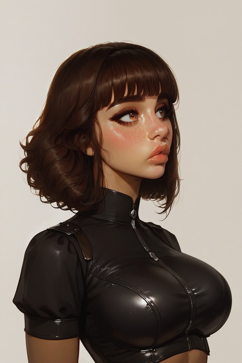 Bangs Hair, Perfect Nose, Doe Eyes AI Porn