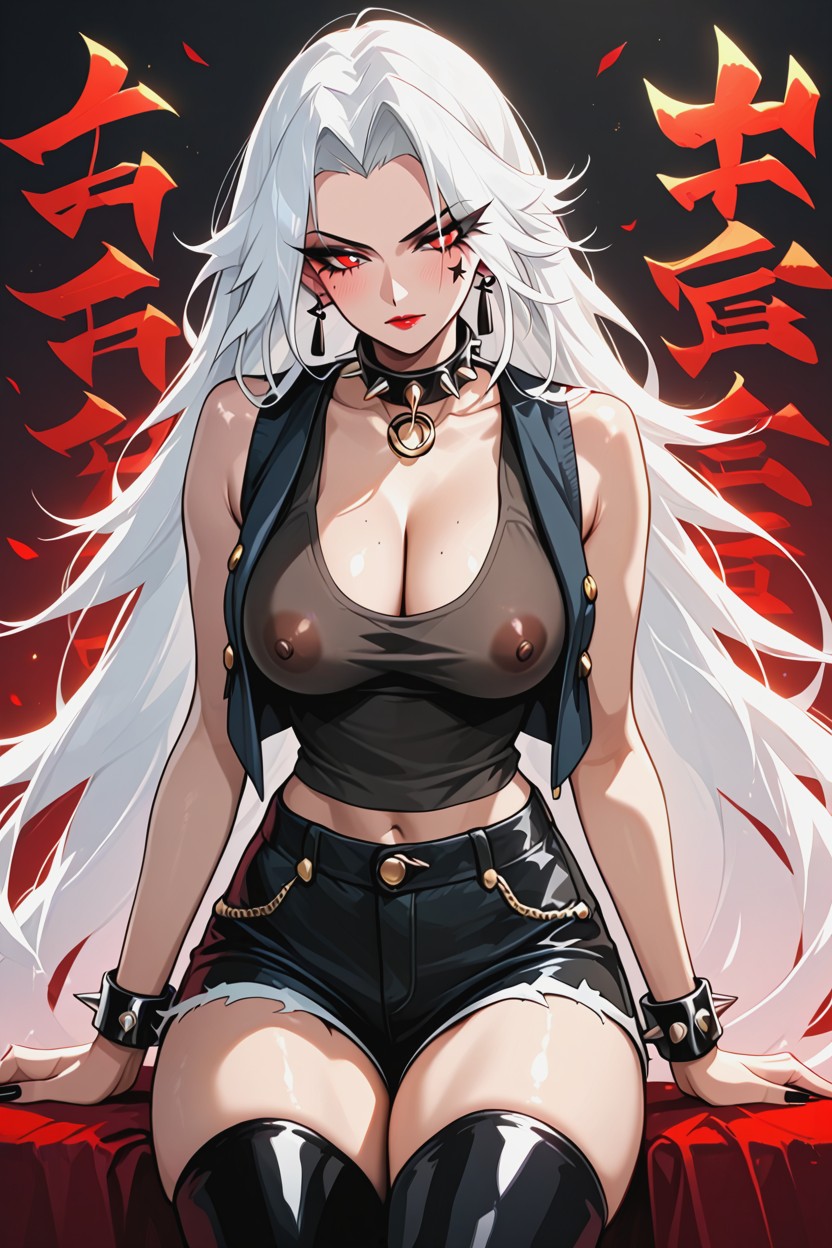 Spiked Collar, Skinny, Saggy Breasts AI Porn