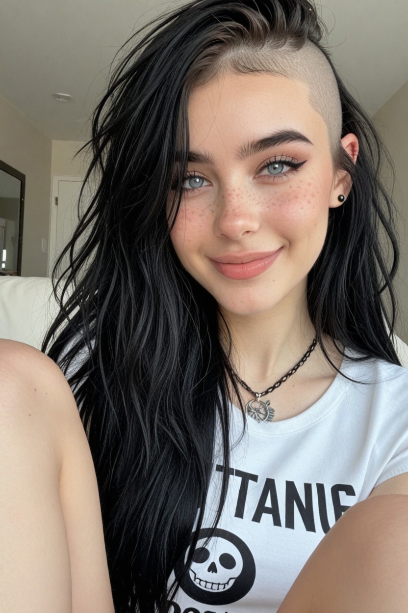 Long Bangs, Blue Eyes, Emo AI Porn
