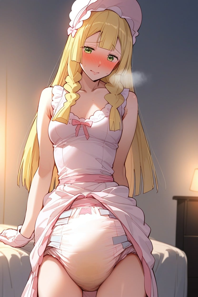 Adult Lillie From Pokemon Wearing Pink Princess Top, Small Breasts, とても短い AI Porn