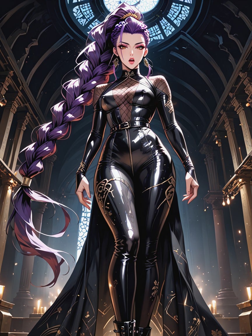 Extremely Long High Ponytail Braid, Erect Nipples, Fully Covered Hentai AI Porn