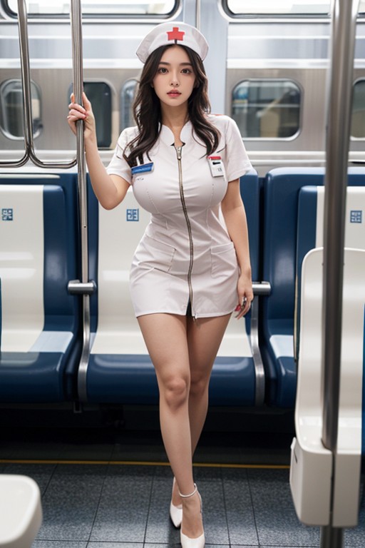 Wet White Uniform, Huge Boobs, Disgusted AI Porn