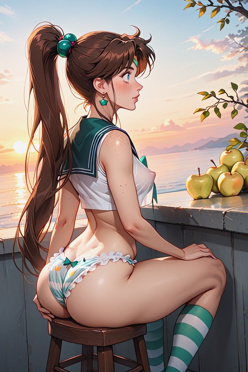 Disney Art Style, Saggy Breasts, Thigh High Striped Socks AI Porn