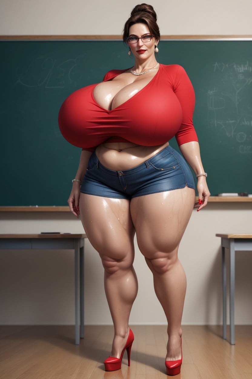 Jewelry, Glasses Older Milf, Standing AI Porn