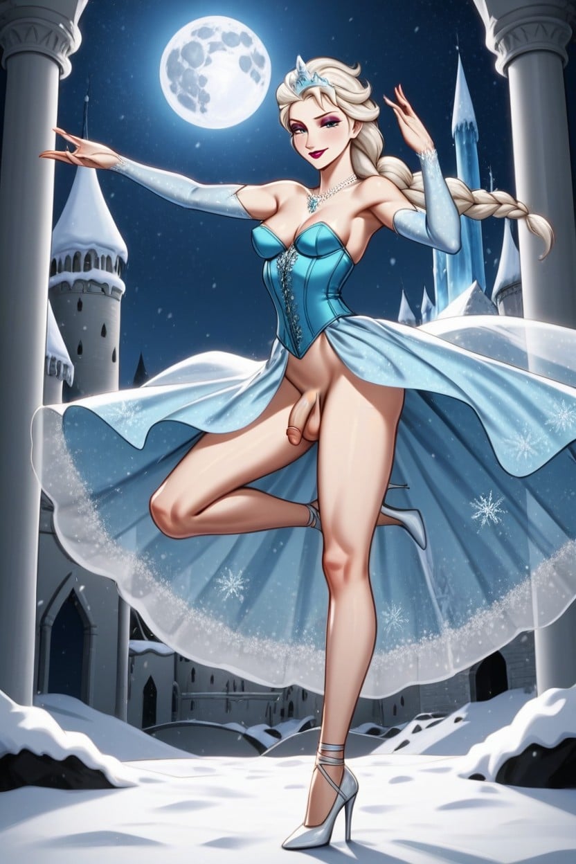 Princess Tiara, Dynamic Pose, Expose Penis Shemale AI Porn
