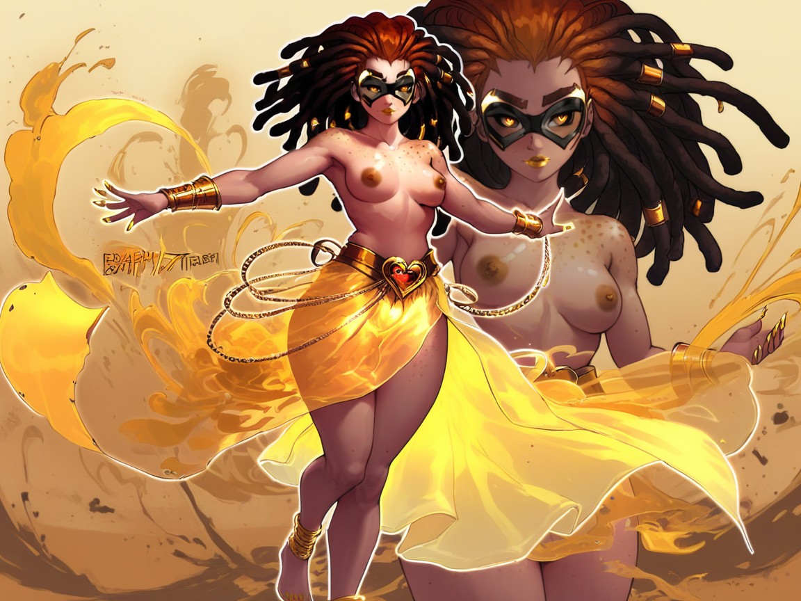 Vibrant Saturated Colors, Big Tan Nipples, Rounded Hips Latina AI Porn