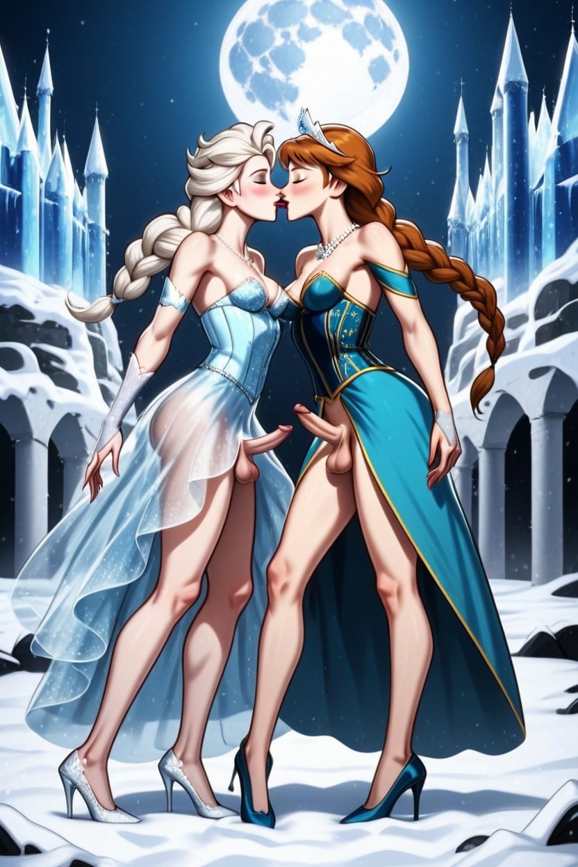 Light-blue Princess Dress, 25+, Elsa From Frozen Shemale AI Porn