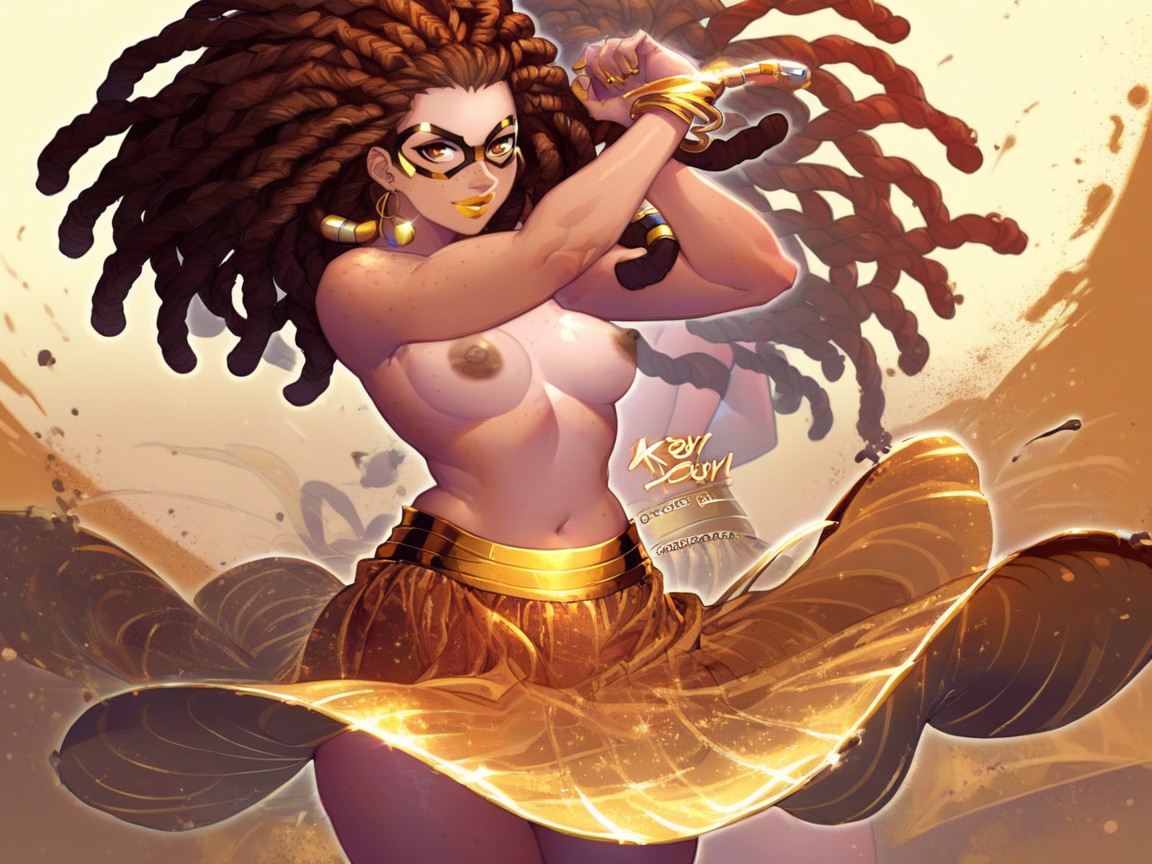 Gold Domino Mask, Medium Ass, Rounded Abdomen Hentai AI Porn