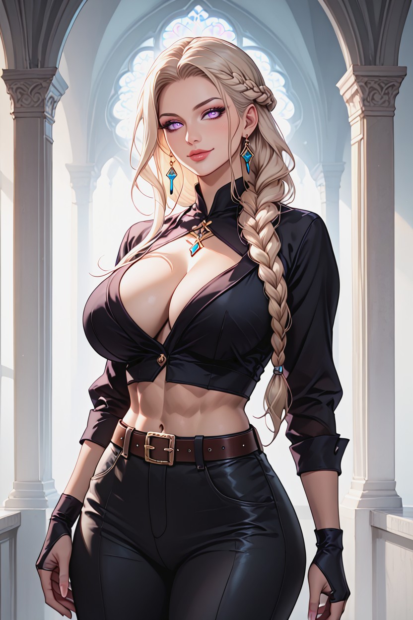 Dominant Female, Plano Mediot, Solid White Background Hentai IA