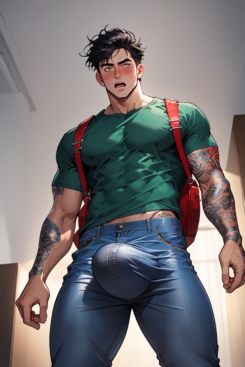 Massive Bulge, Tattoo, 18+ AI Gay Porn