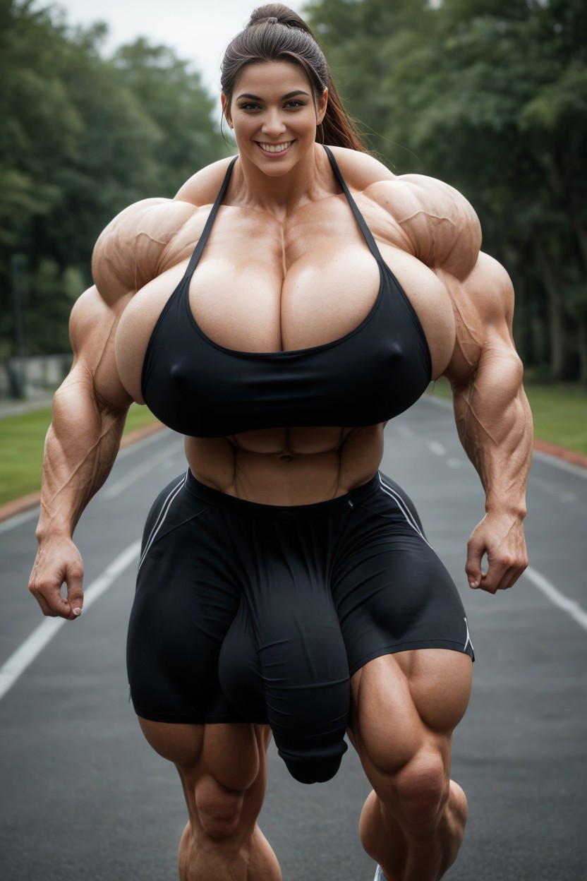 Big Cock Bulge, Hyper Massive Muscles, Muscular Woman Shemale AI Porn
