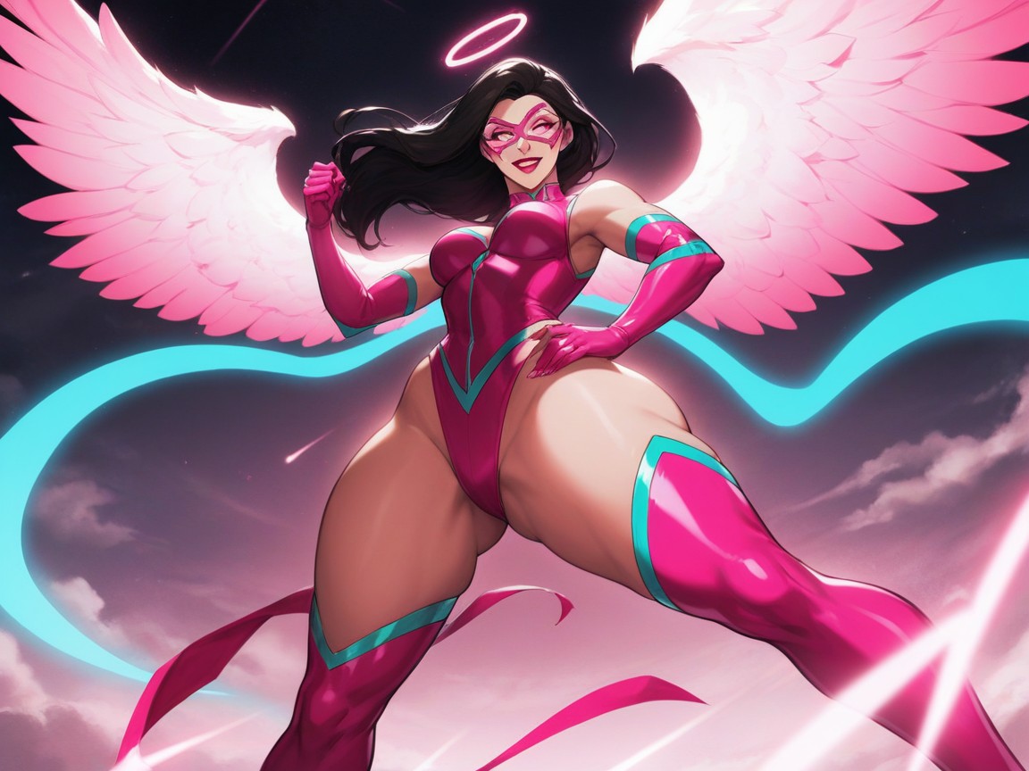 Neon Pink Energy Surge, Superhero, Glowing Eyes AI Porn