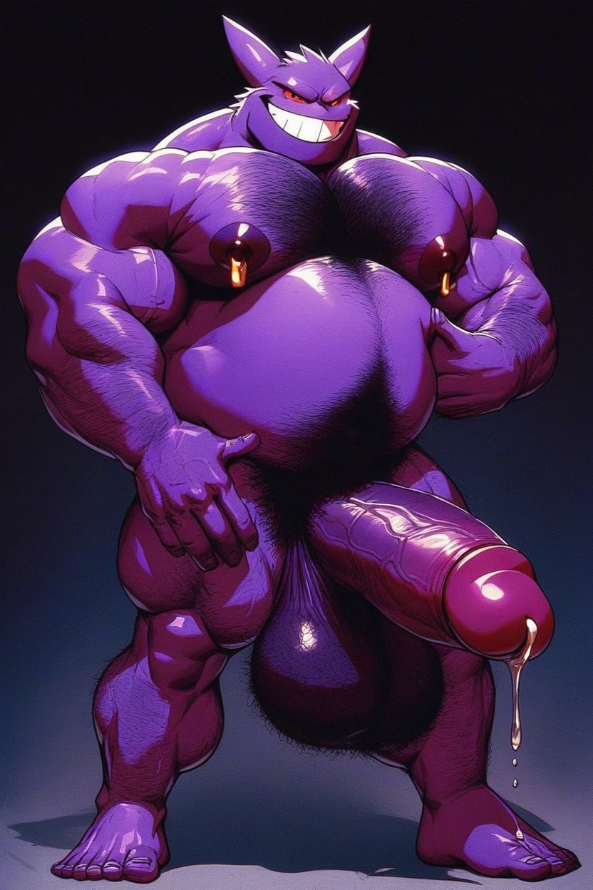 Moonlight, Jerk Off, Purple Hairy Balls AI Gay Porn