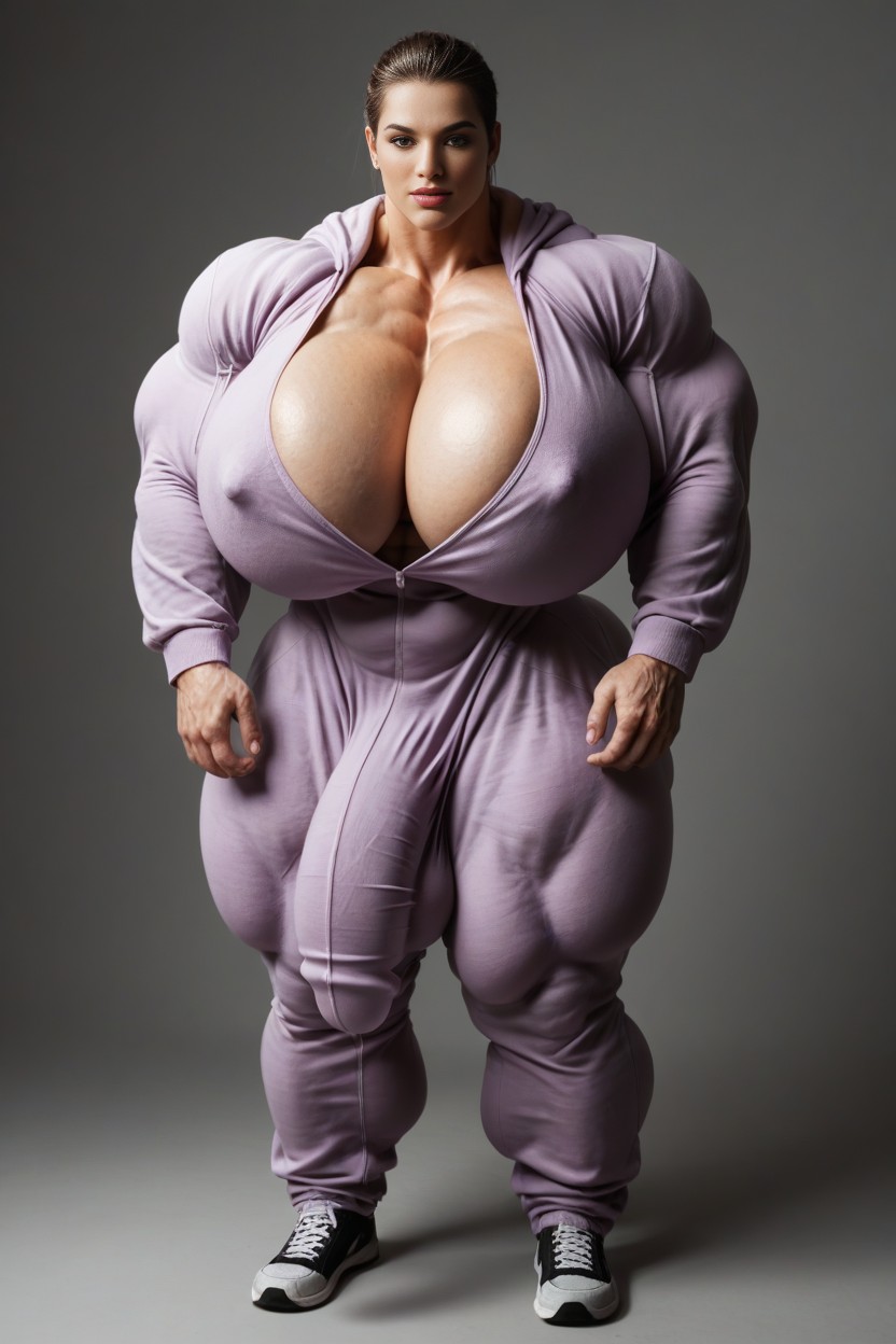 Hyper Huge Muscles, Growing, Big Cock Bulge Shemale AI Porn