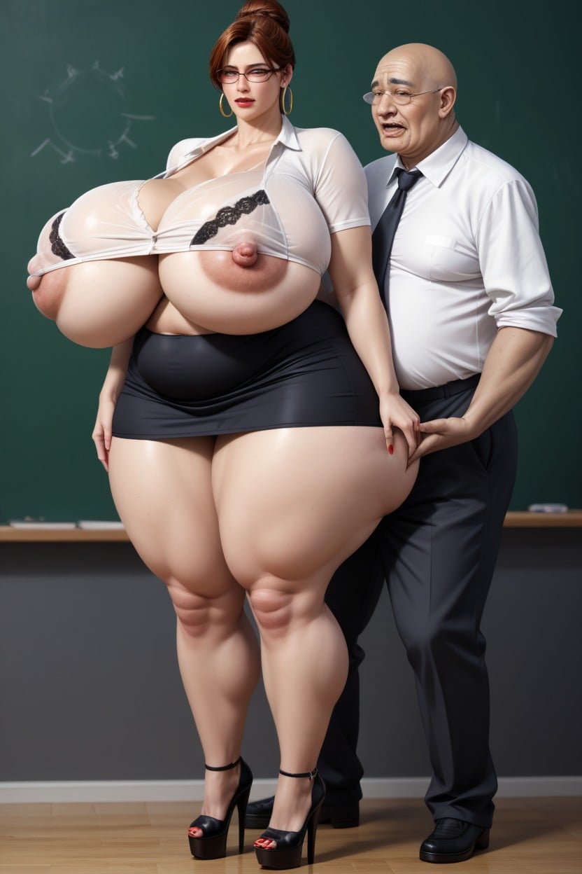 Gigantic Sagging Natural Breasts, Hyper Throbbing Cock, Groping Breasts AI Porn